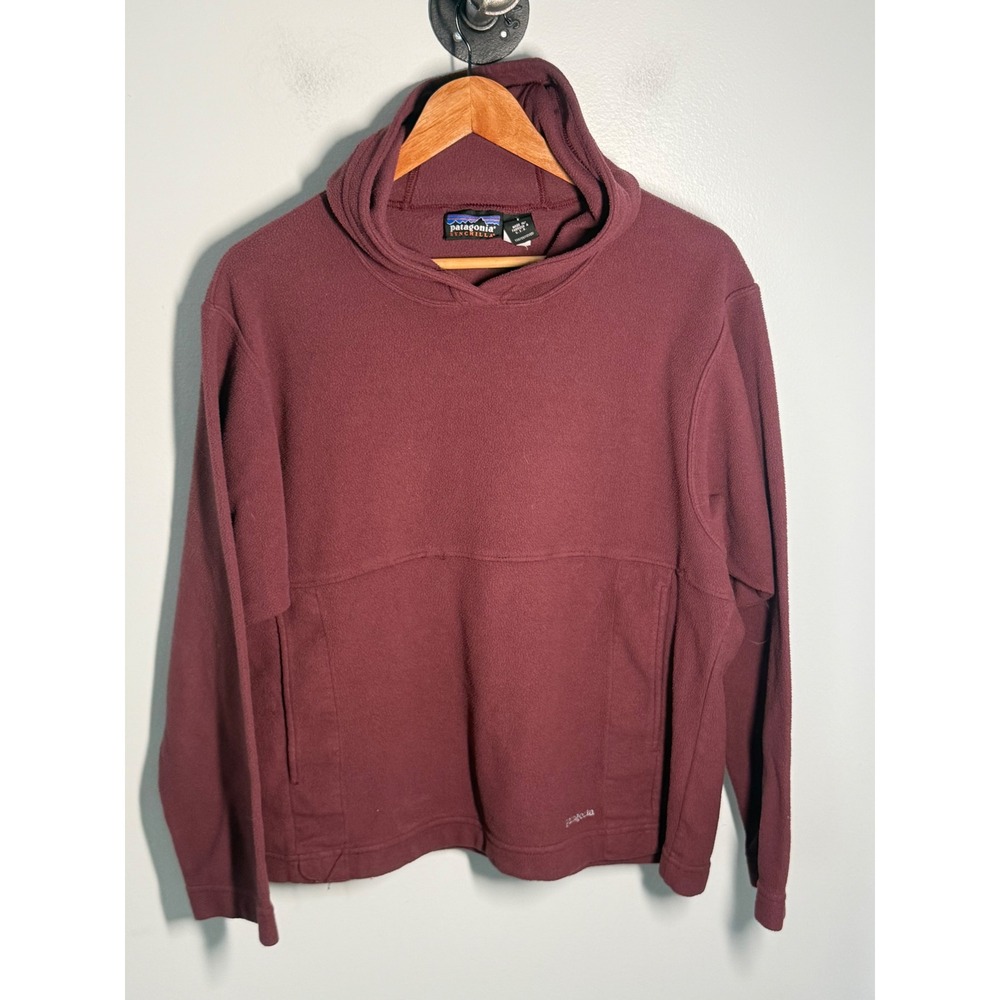 Vintage 90s Patagonia Synchilla Fleece Hoodie Maroon Burgundy Made in USA Mens S
